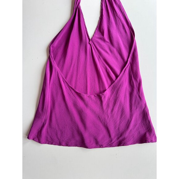 STEPHAN JANSON Purple 100% Silk Crepe De Chine V-Neck Halter Tank, Size 44 - Picture 8 of 11